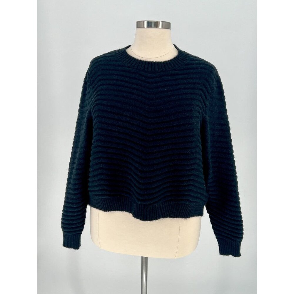 The Drop Womens Black Ribbed Cropped Sweater 3X